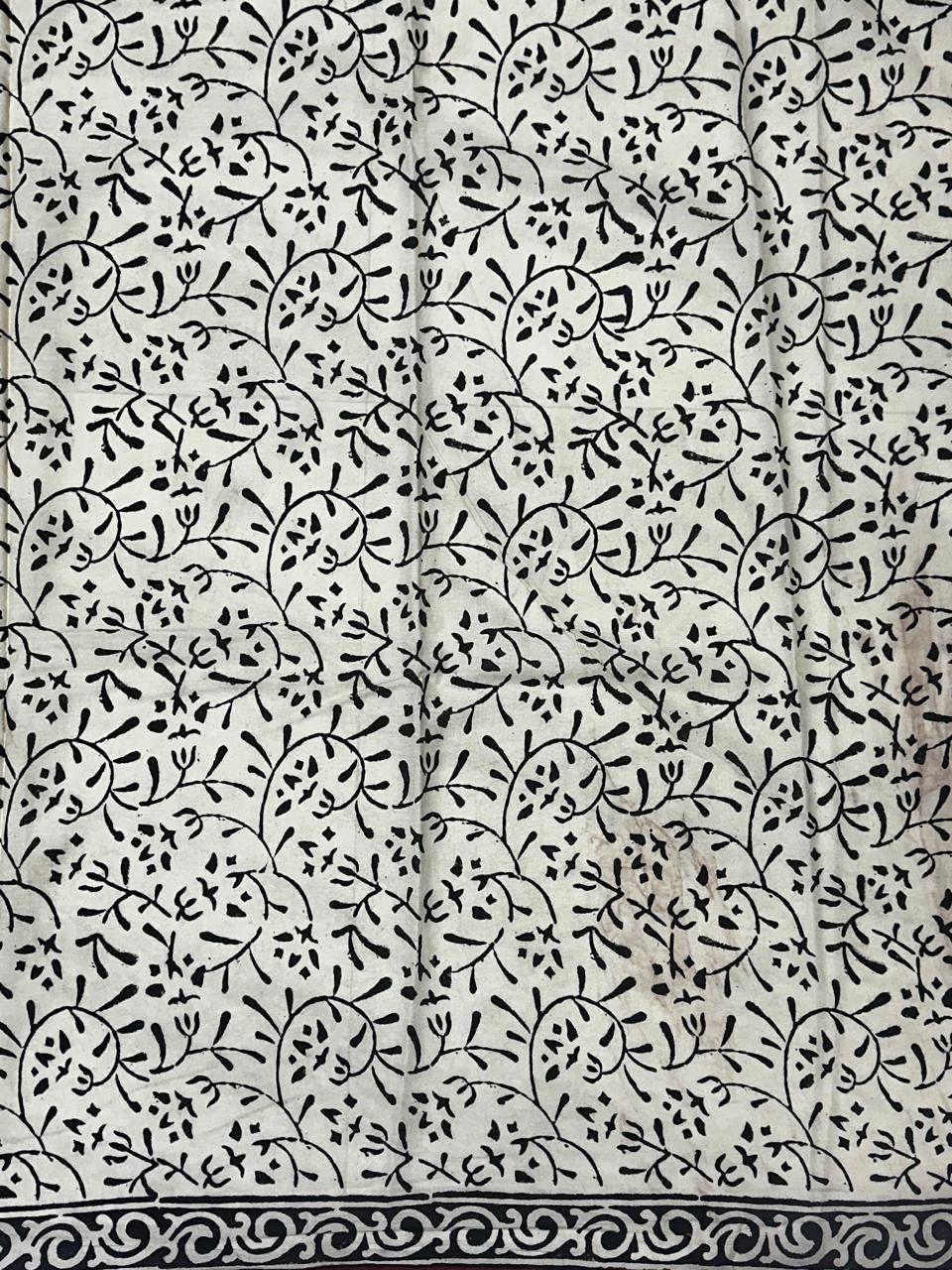 Bagru Cotton Hand Block Printed Saree With Blouse Piece - BFSGC84