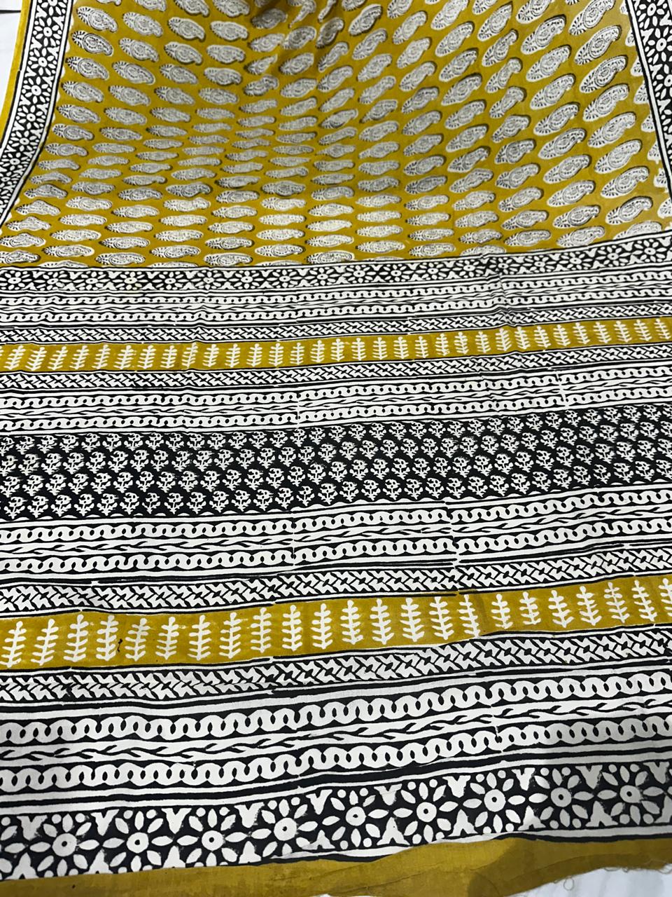 Bagru Cotton Hand Block Printed Saree With Blouse Piece - BFSGC85