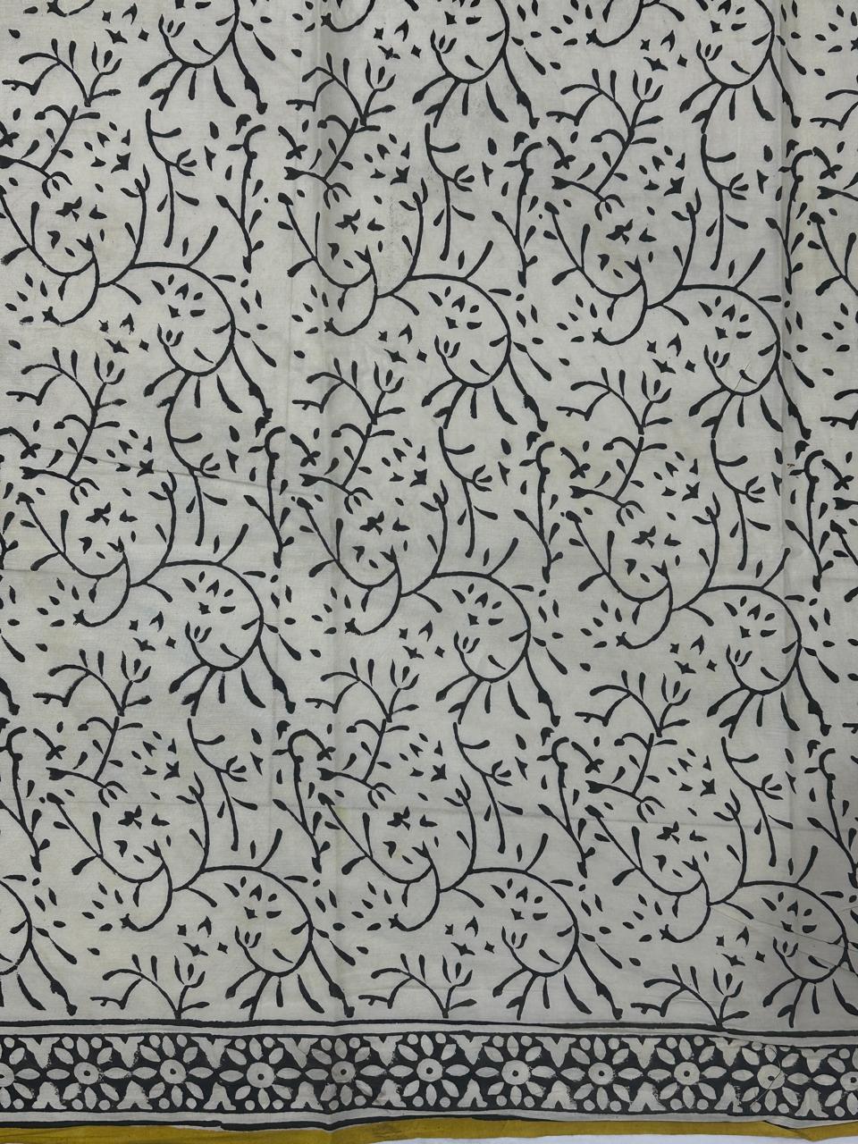 Bagru Cotton Hand Block Printed Saree With Blouse Piece - BFSGC85