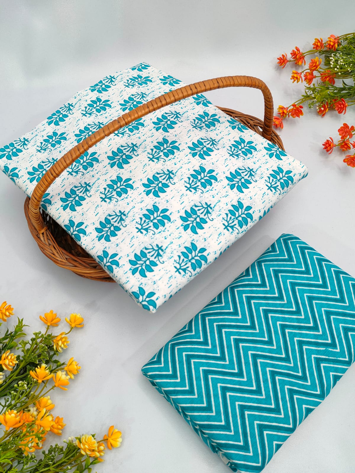 Cotton Top Bottom Sanganeri Print Set - BFTB6