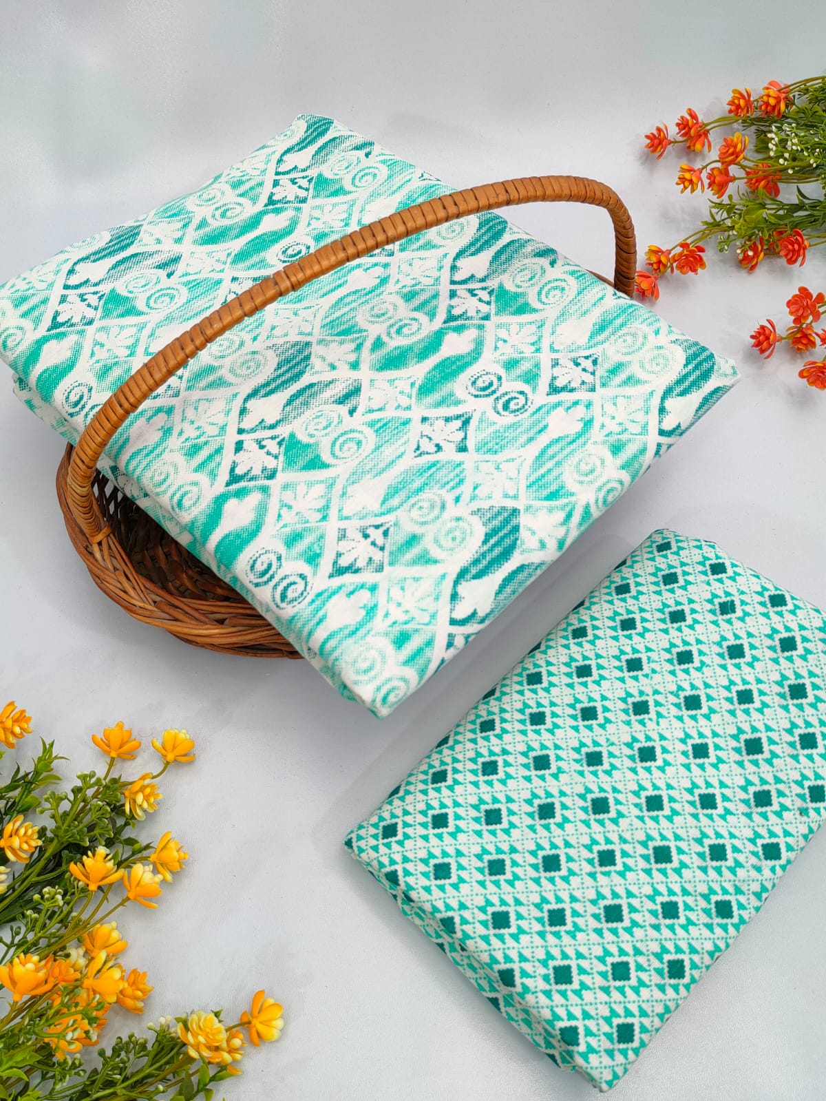 Cotton Top Bottom Sanganeri Print Set - BFTB7