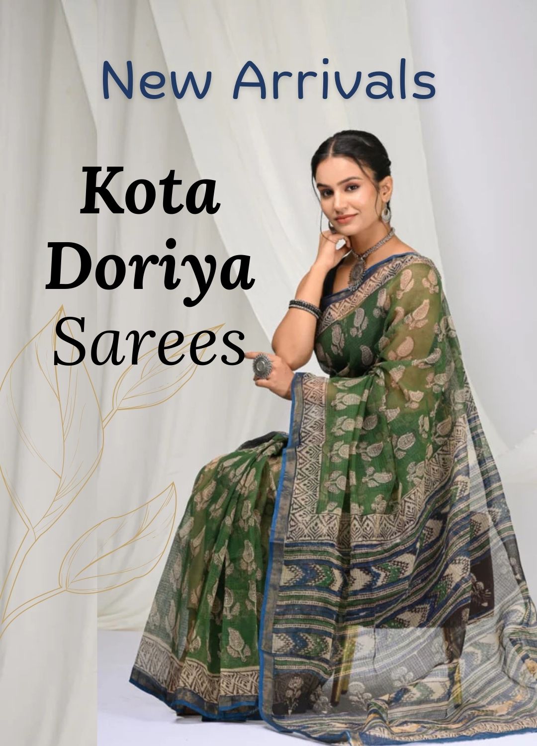 Kota Doriya Sarees - Bagru Hand Block