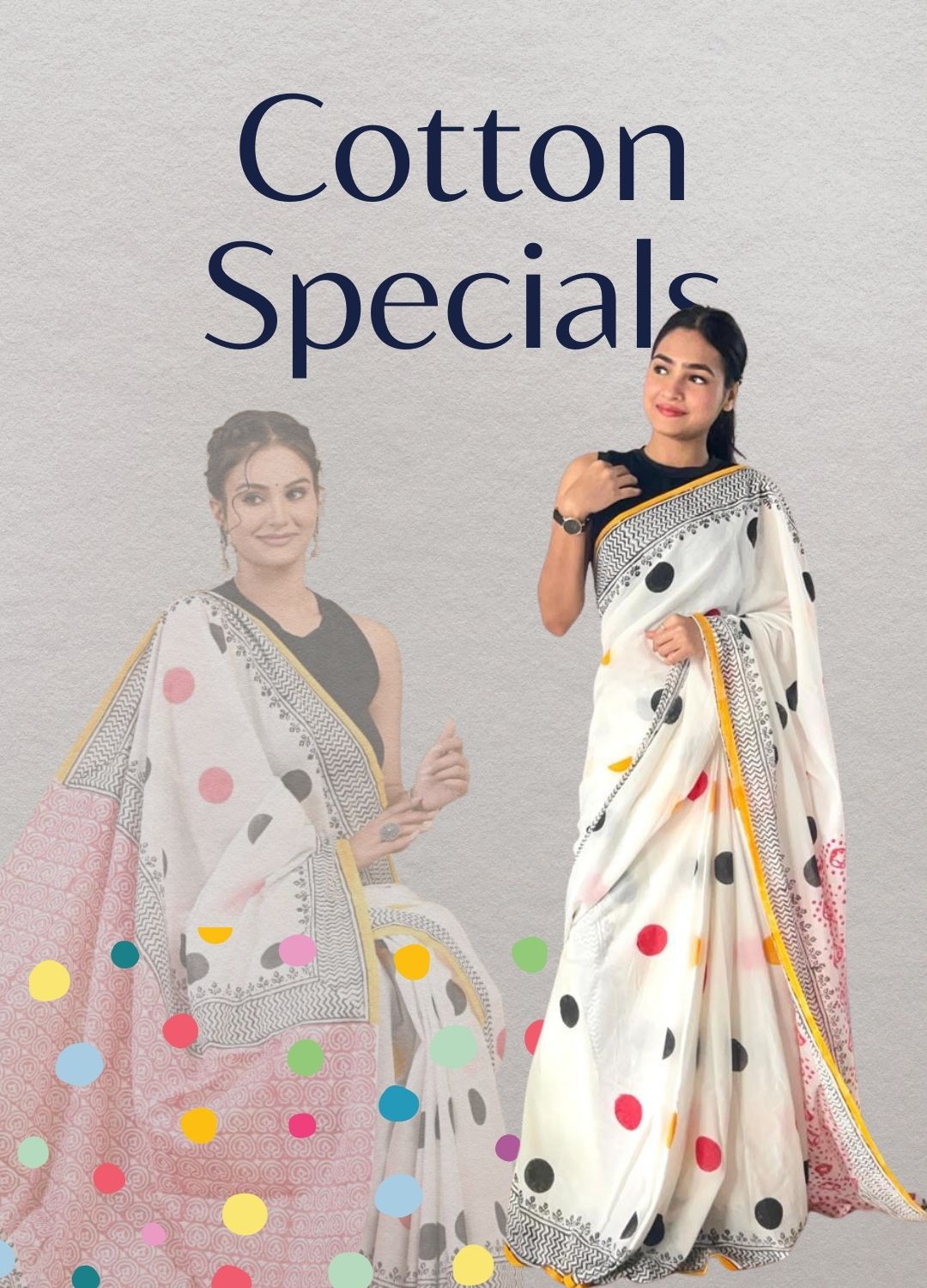 Cotton Sarees - Bagru Hand Block