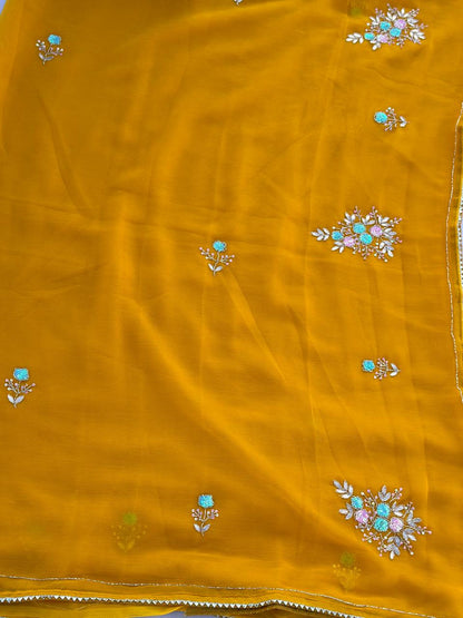 Chiffon Sequence,Katdana, Gotta Less, Hand Work Best Quality Saree With Blouse BFSMJ104