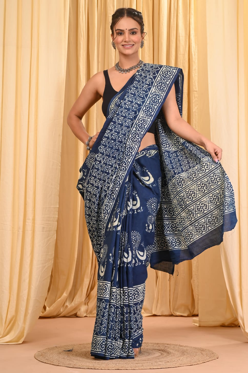 Premium Mul Cotton Hand Block Printed Saree With Blouse Piece - BFSBTC66