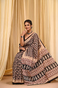 Premium Mul Cotton Hand Block Printed Saree With Blouse Piece - BFSBTC47
