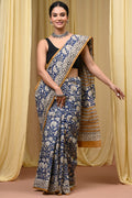 Premium Mul Cotton Hand Block Printed Saree With Blouse Piece - BFSBTC54