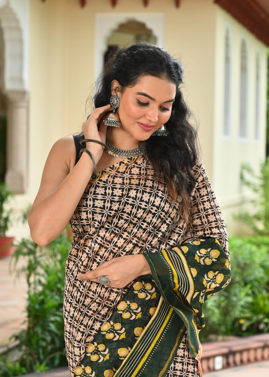 Chanderi Silk Block Printed Saree With Blouse Piece - BFSCSA6