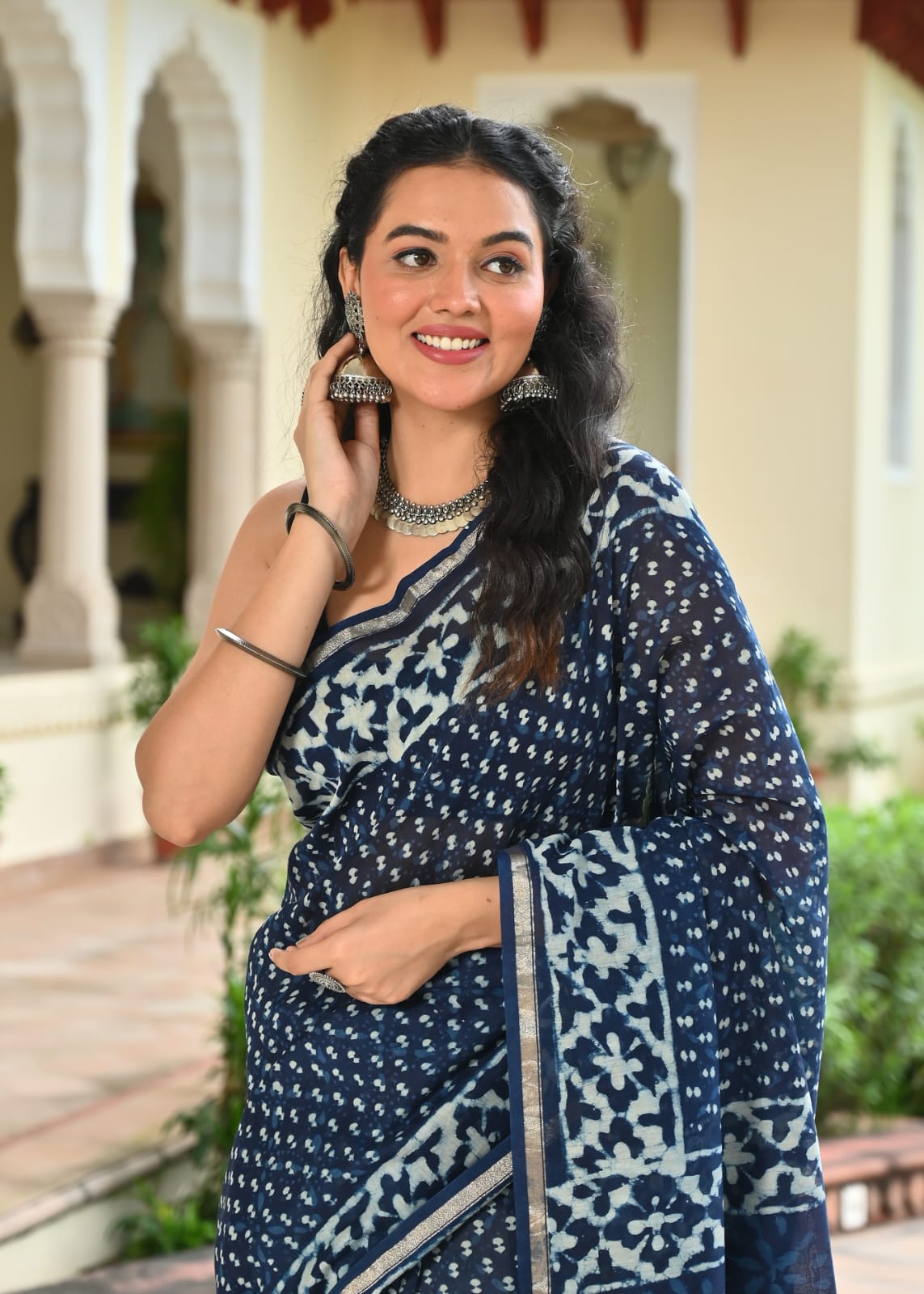 Chanderi Silk Block Printed Saree With Blouse Piece - BFSCSA7
