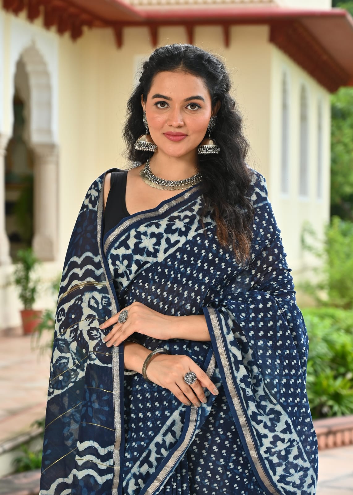 Chanderi Silk Block Printed Saree With Blouse Piece - BFSCSA7