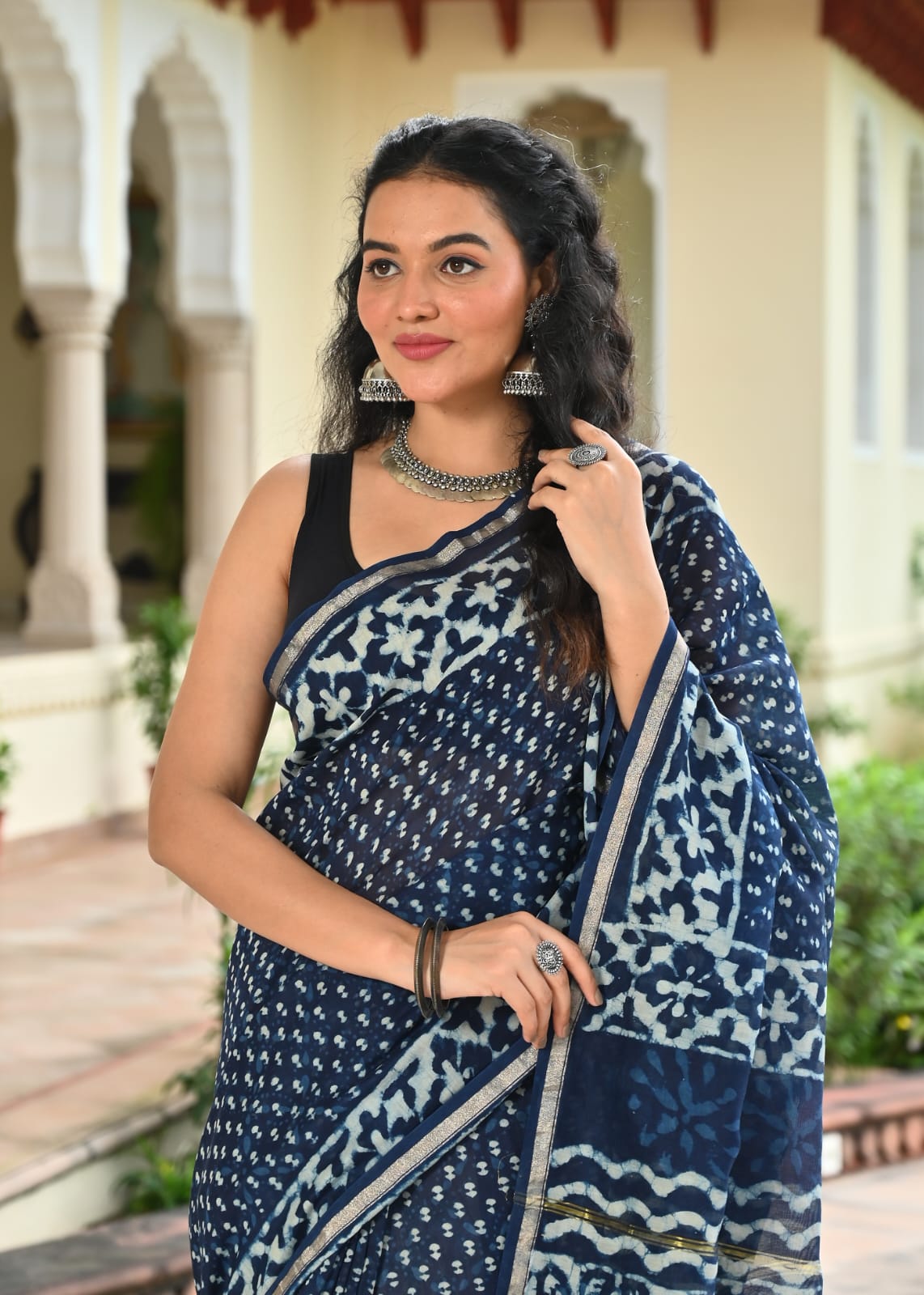 Chanderi Silk Block Printed Saree With Blouse Piece - BFSCSA7