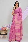 Bagru Cotton Hand Block Printed Saree With Blouse Piece - BFSGC41