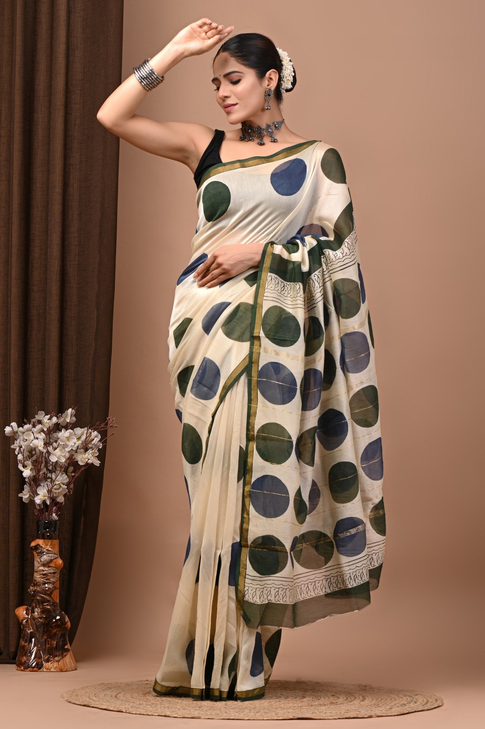 bagru, bagru saree, Chanderi Silk Saree, hand block saree, saree