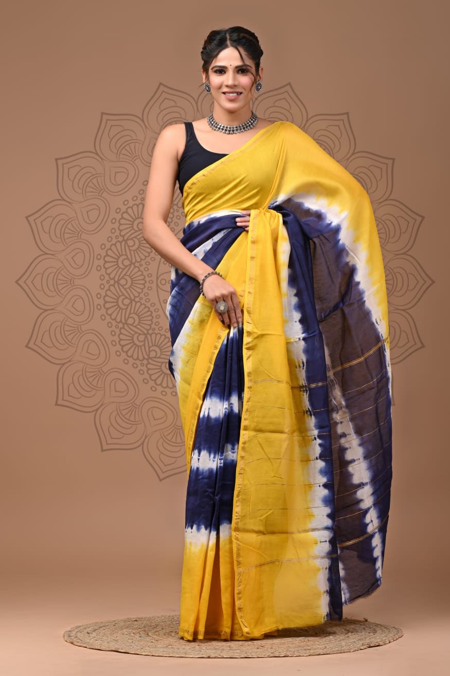 bagru, bagru saree, Chanderi Silk Saree, hand block saree, saree