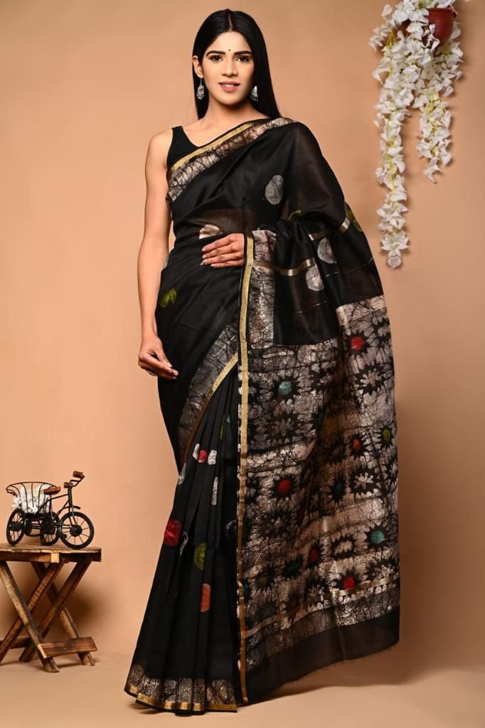 bagru, bagru saree, Chanderi Silk Saree, hand block saree, saree