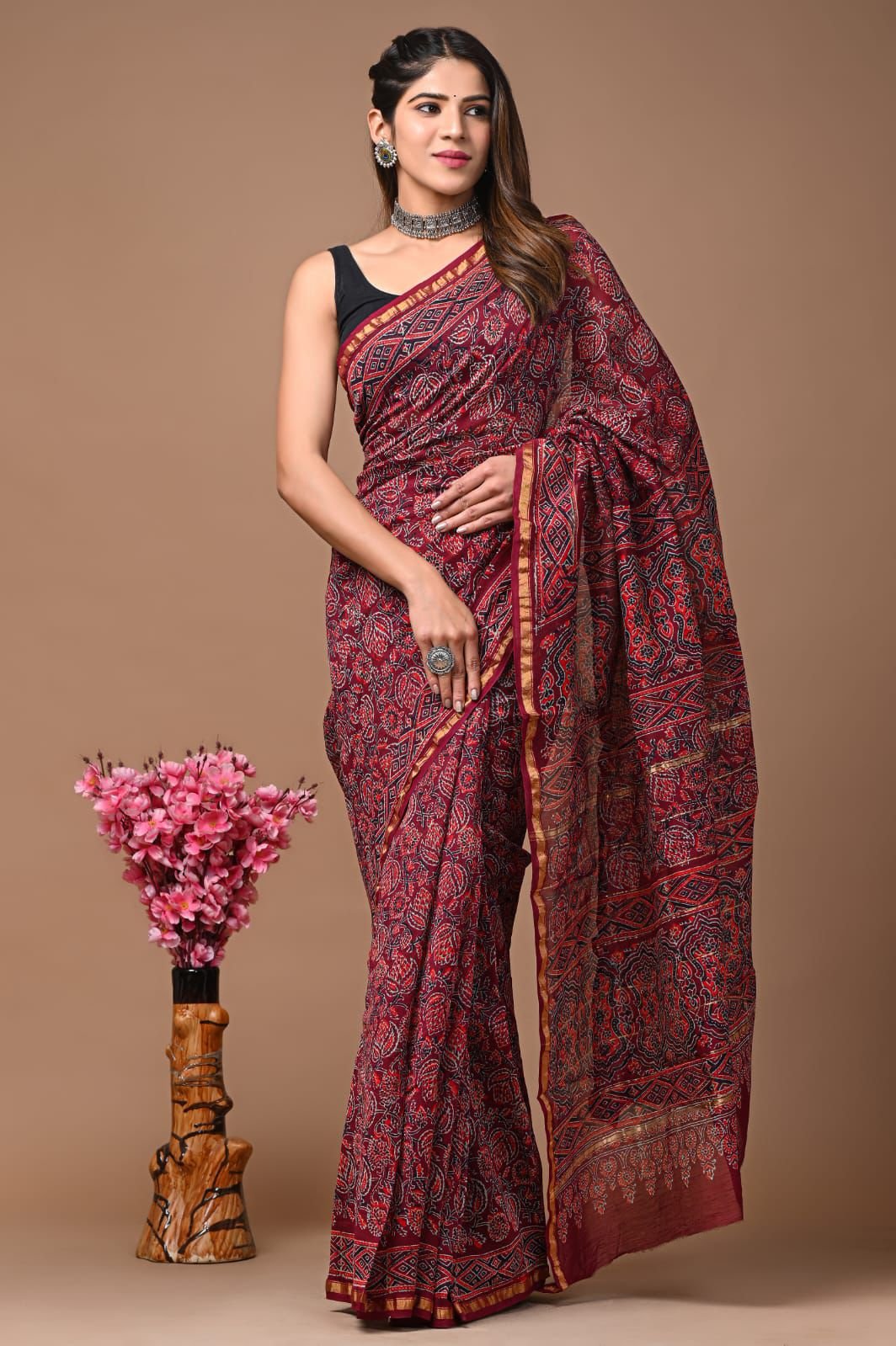 bagru, bagru saree, Chanderi Silk Saree, hand block saree, saree