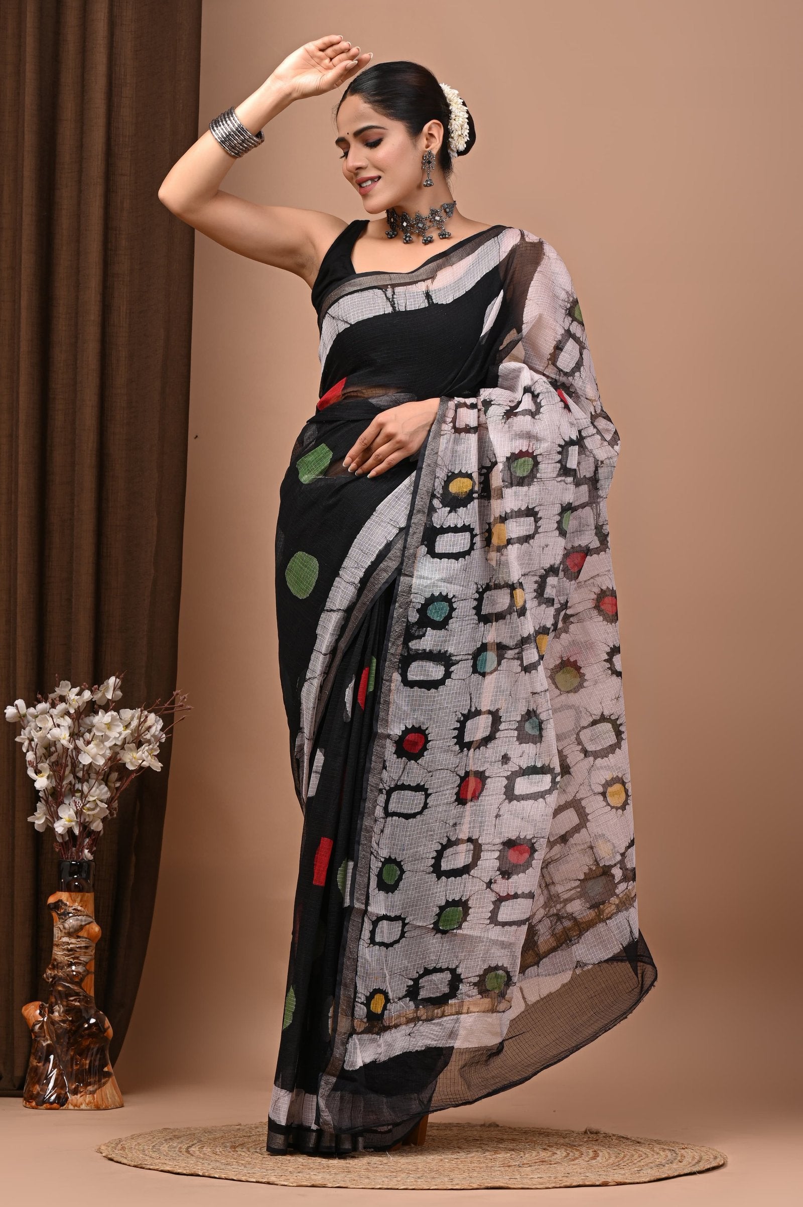 bagru, bagru saree, Chanderi Silk Saree, hand block saree, saree