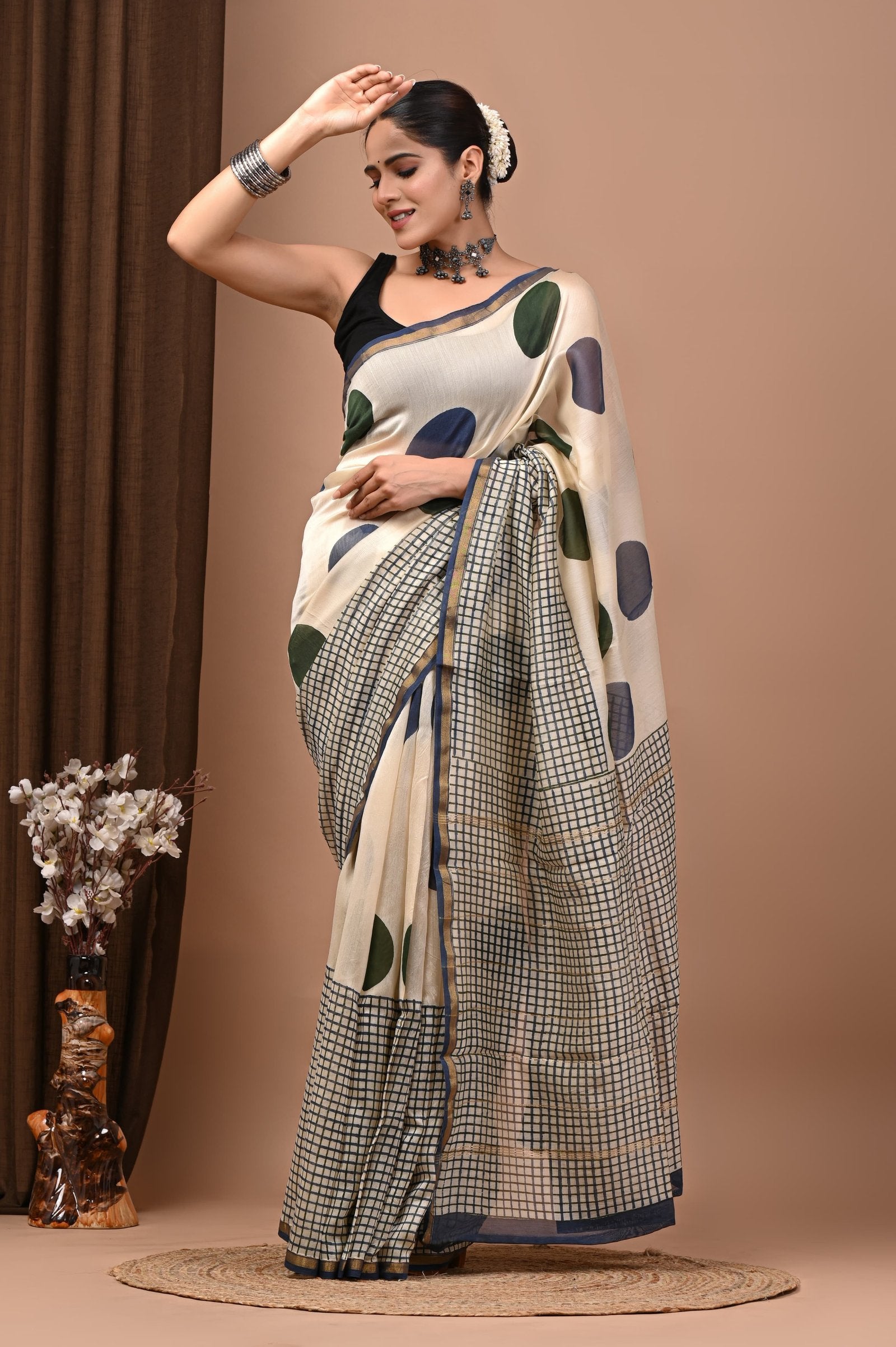 bagru, bagru saree, Chanderi Silk Saree, hand block saree, saree