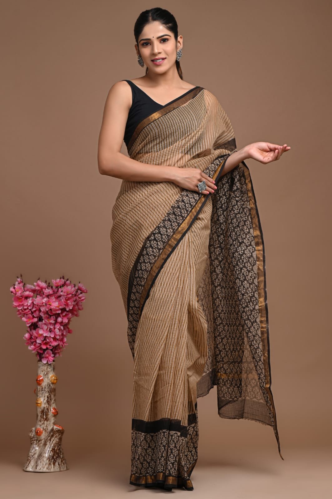 bagru, bagru saree, Chanderi Silk Saree, hand block saree, saree