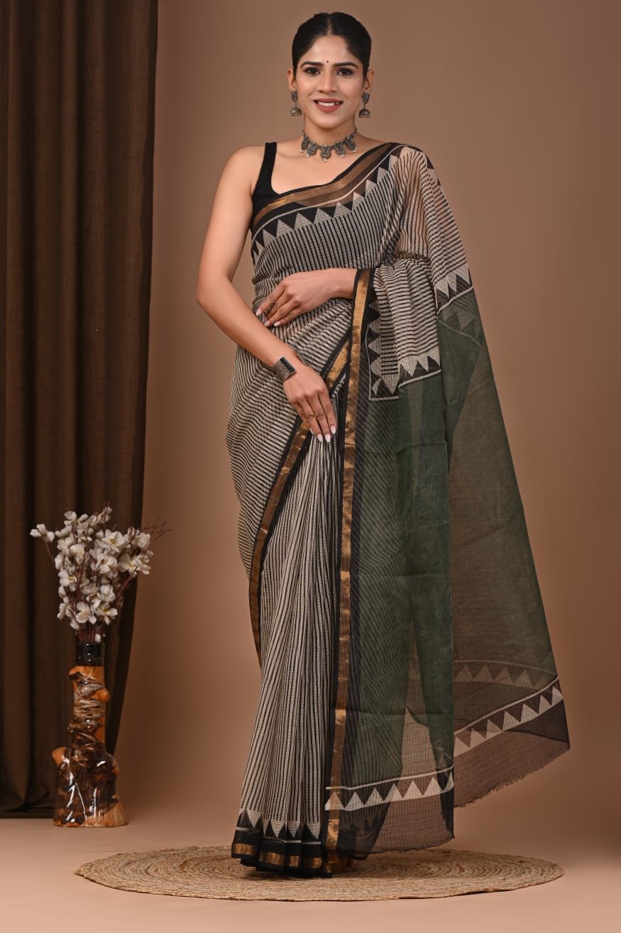 bagru, bagru saree, Chanderi Silk Saree, hand block saree, saree