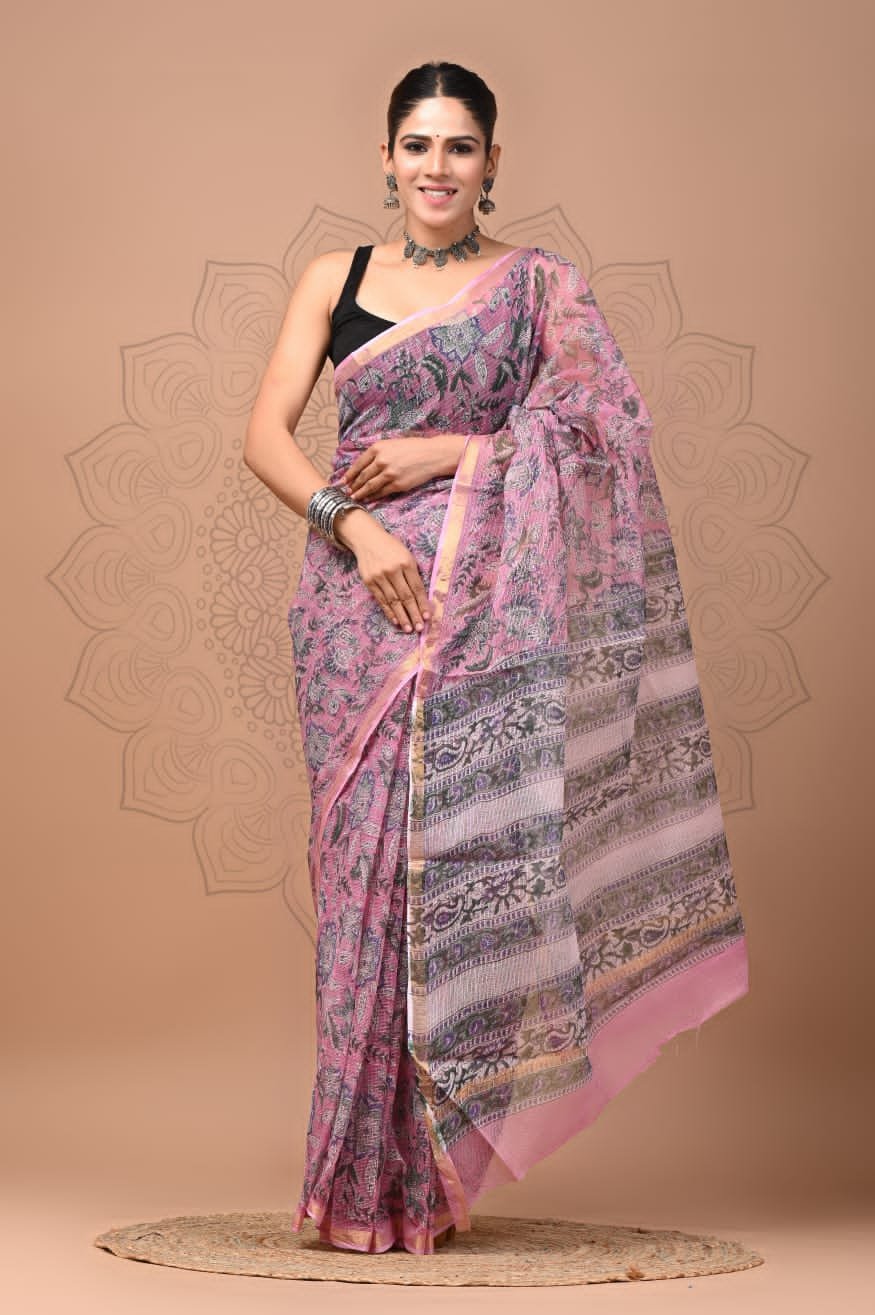 bagru, bagru saree, Chanderi Silk Saree, hand block saree, saree