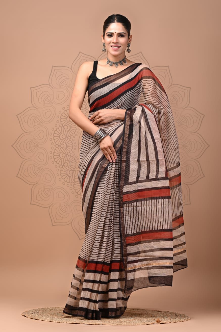 bagru, bagru saree, Chanderi Silk Saree, hand block saree, saree