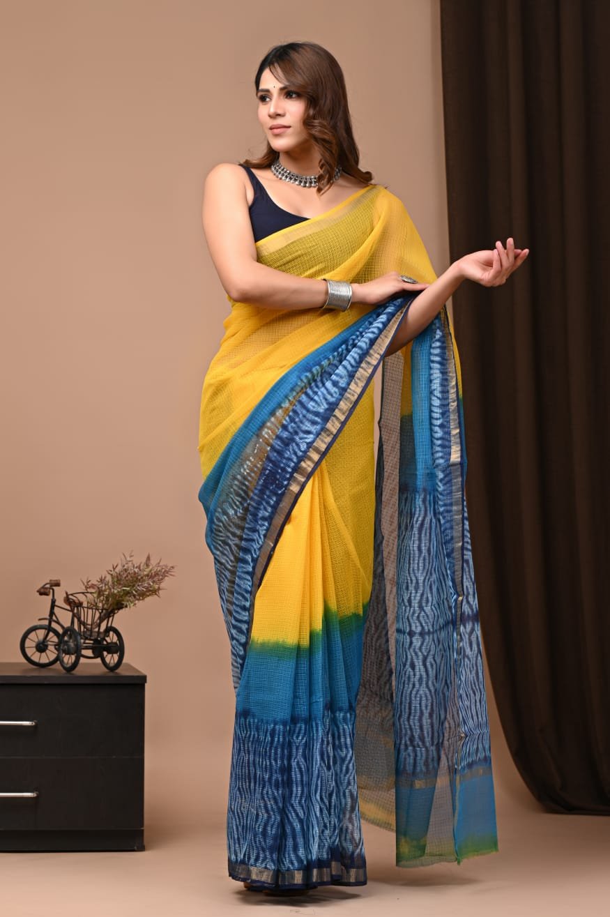 bagru, bagru saree, Chanderi Silk Saree, hand block saree, saree