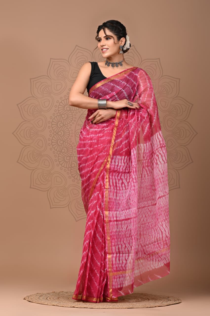 bagru, bagru saree, Chanderi Silk Saree, hand block saree, saree