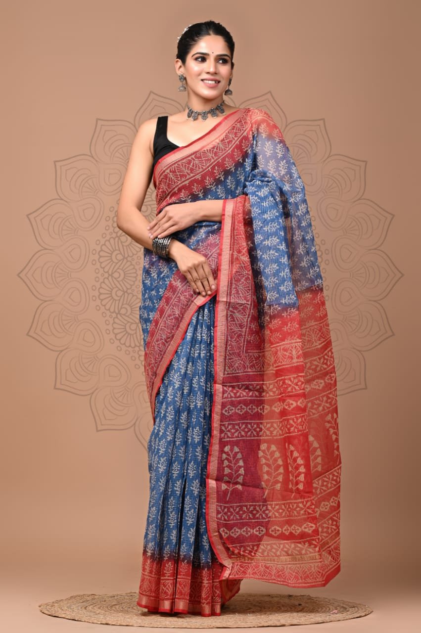 bagru, bagru saree, Chanderi Silk Saree, hand block saree, saree