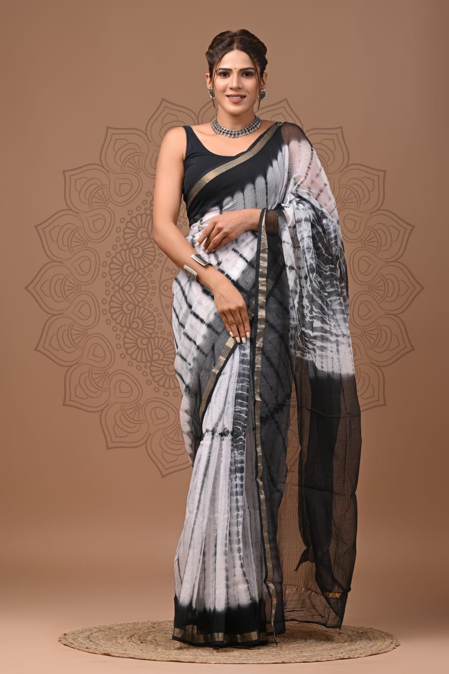 bagru, bagru saree, Chanderi Silk Saree, hand block saree, saree