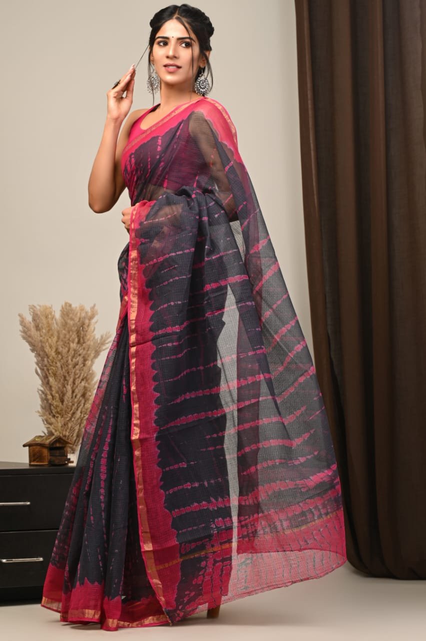 bagru, bagru saree, Chanderi Silk Saree, hand block saree, saree