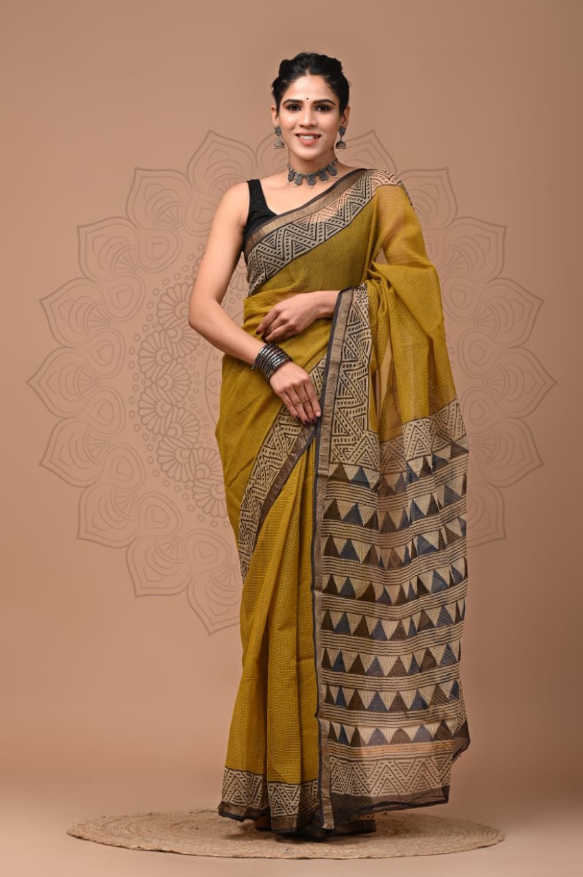 bagru, bagru saree, Chanderi Silk Saree, hand block saree, saree