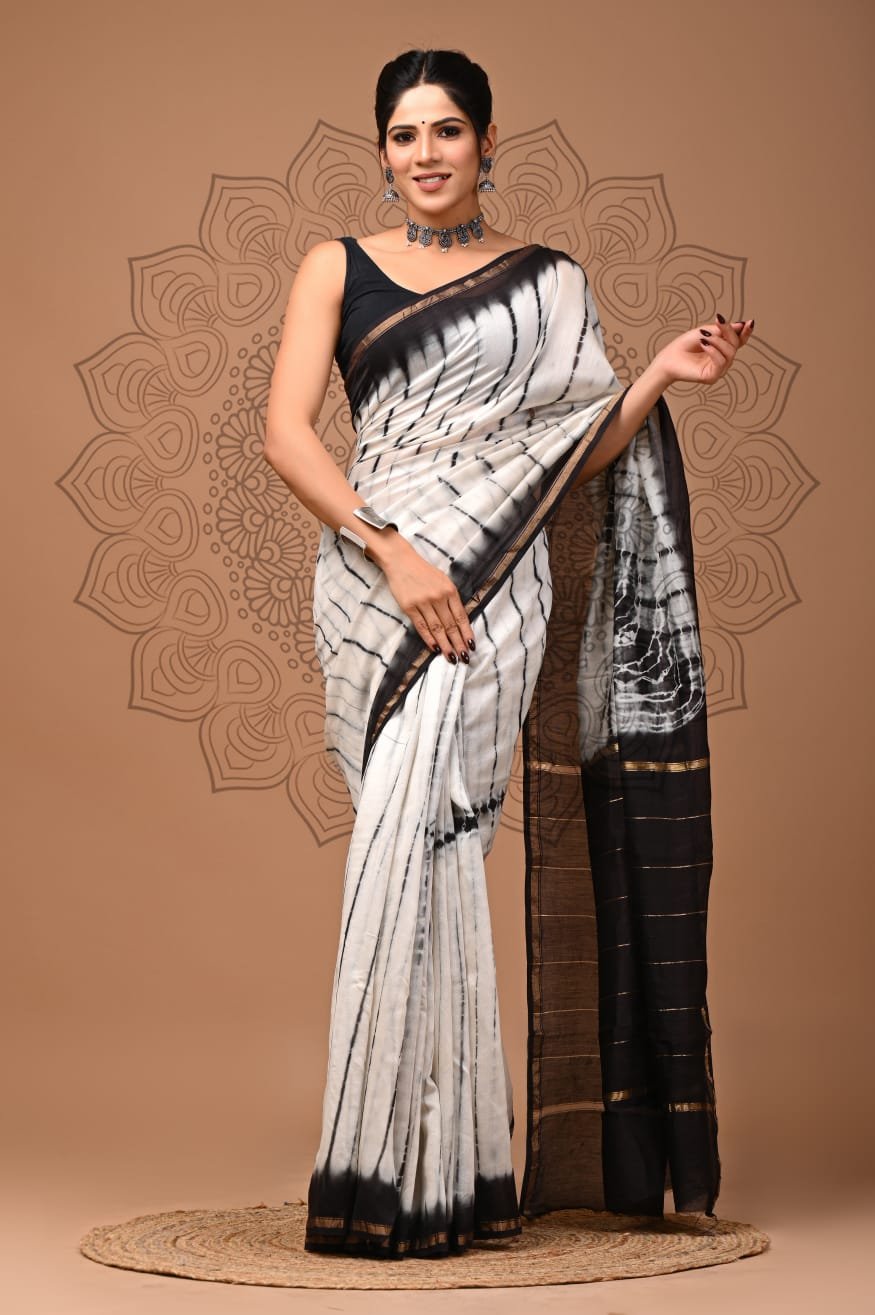 bagru, bagru saree, Chanderi Silk Saree, hand block saree, saree