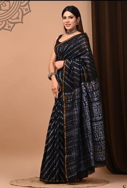 bagru, bagru saree, Chanderi Silk Saree, hand block saree, saree
