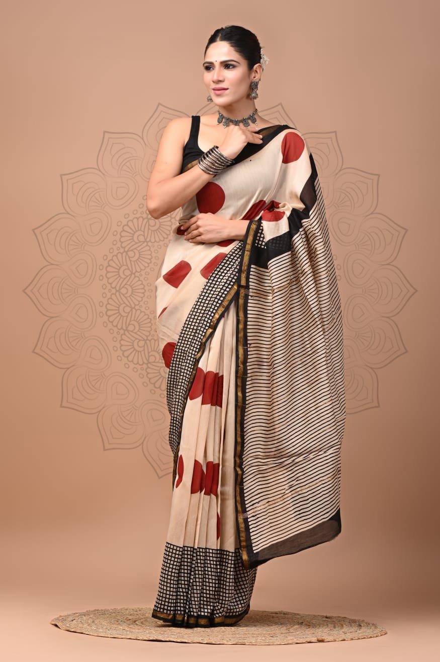 bagru, bagru saree, Chanderi Silk Saree, hand block saree, saree
