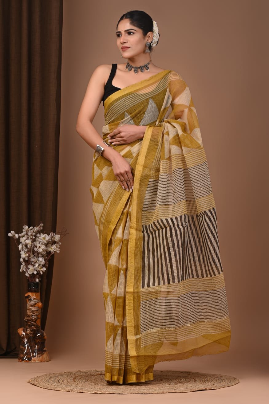 bagru, bagru saree, Chanderi Silk Saree, hand block saree, saree