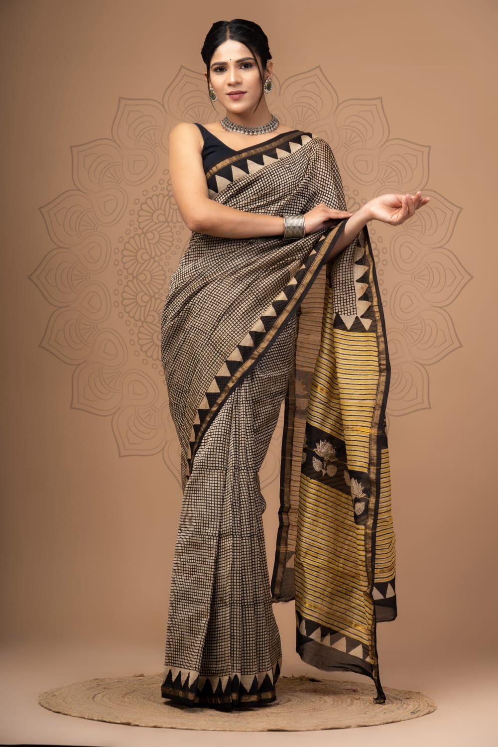bagru, bagru saree, Chanderi Silk Saree, hand block saree, saree