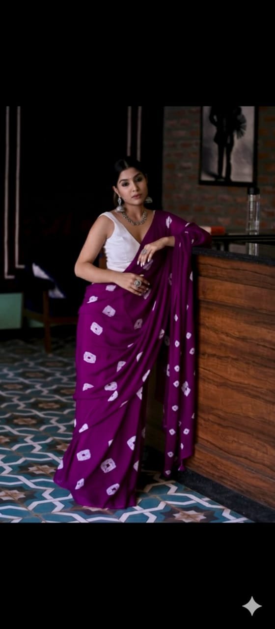Mul Cotton Hand Block Printed Saree With Blouse Piece