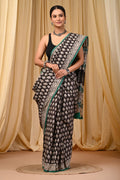 Mul Cotton Hand Block Printed Saree With Blouse Piece
