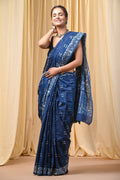 Mul Cotton Hand Block Printed Saree With Blouse Piece