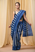 Mul Cotton Hand Block Printed Saree With Blouse Piece