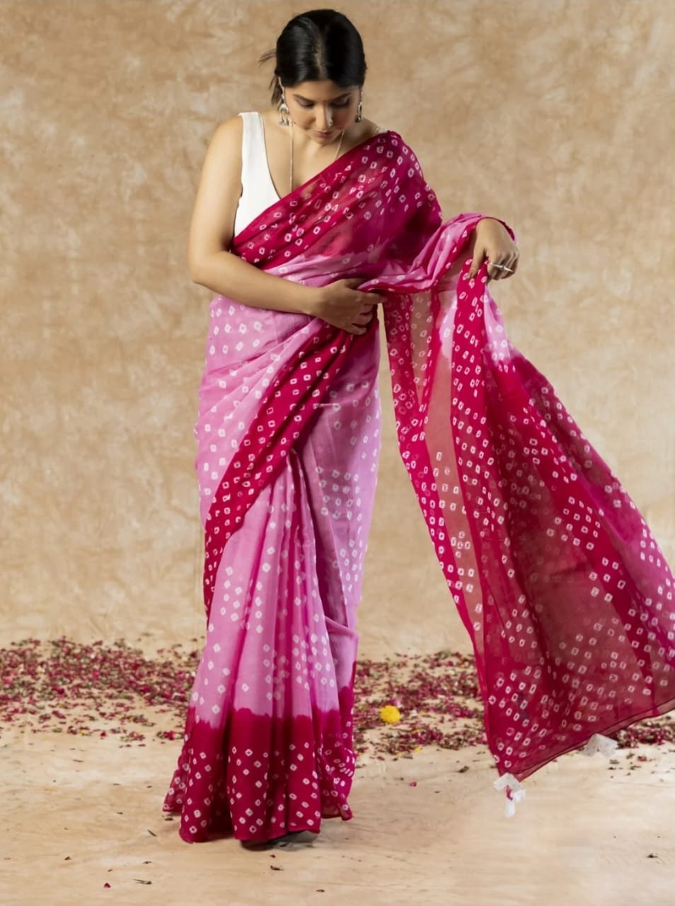 Mul Cotton Hand Block Printed Saree With Blouse Piece