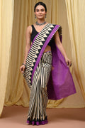 Mul Cotton Hand Block Printed Saree With Blouse Piece