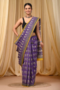 Mul Cotton Hand Block Printed Saree With Blouse Piece