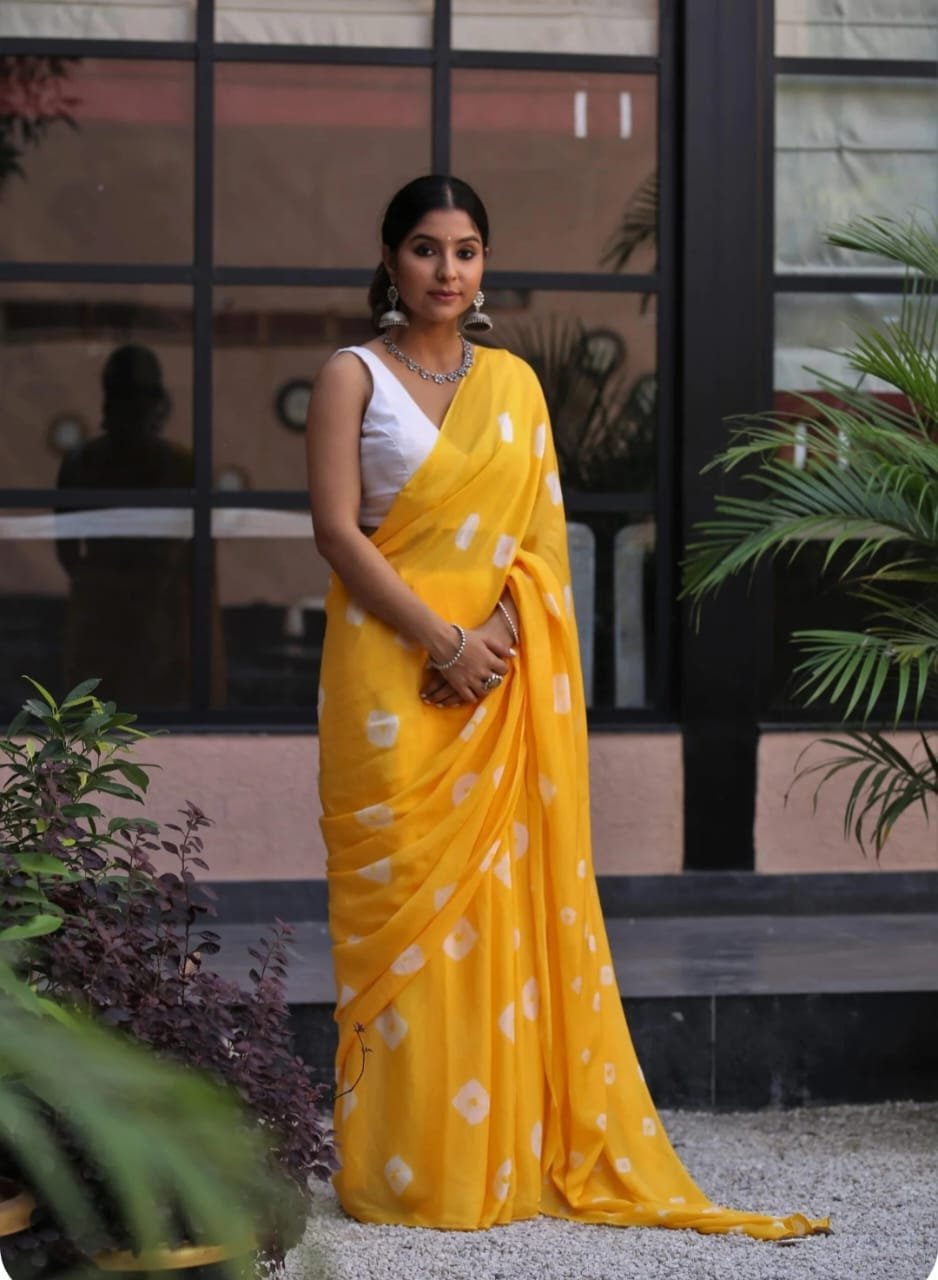 Mul Cotton Hand Block Printed Saree With Blouse Piece