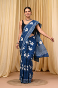 Mul Cotton Hand Block Printed Saree With Blouse Piece