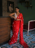 Mul Cotton Hand Block Printed Saree With Blouse Piece