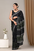 Mul Cotton Hand Block Printed Saree With Blouse Piece