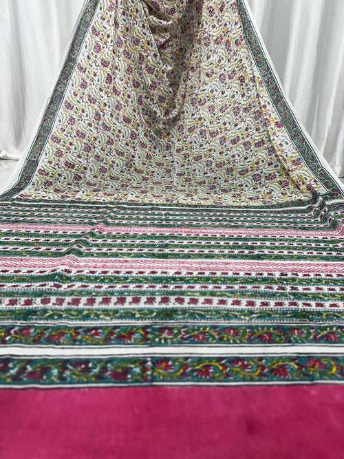 Bagru Cotton Hand Block Printed Saree With Blouse Piece - BFSGC79