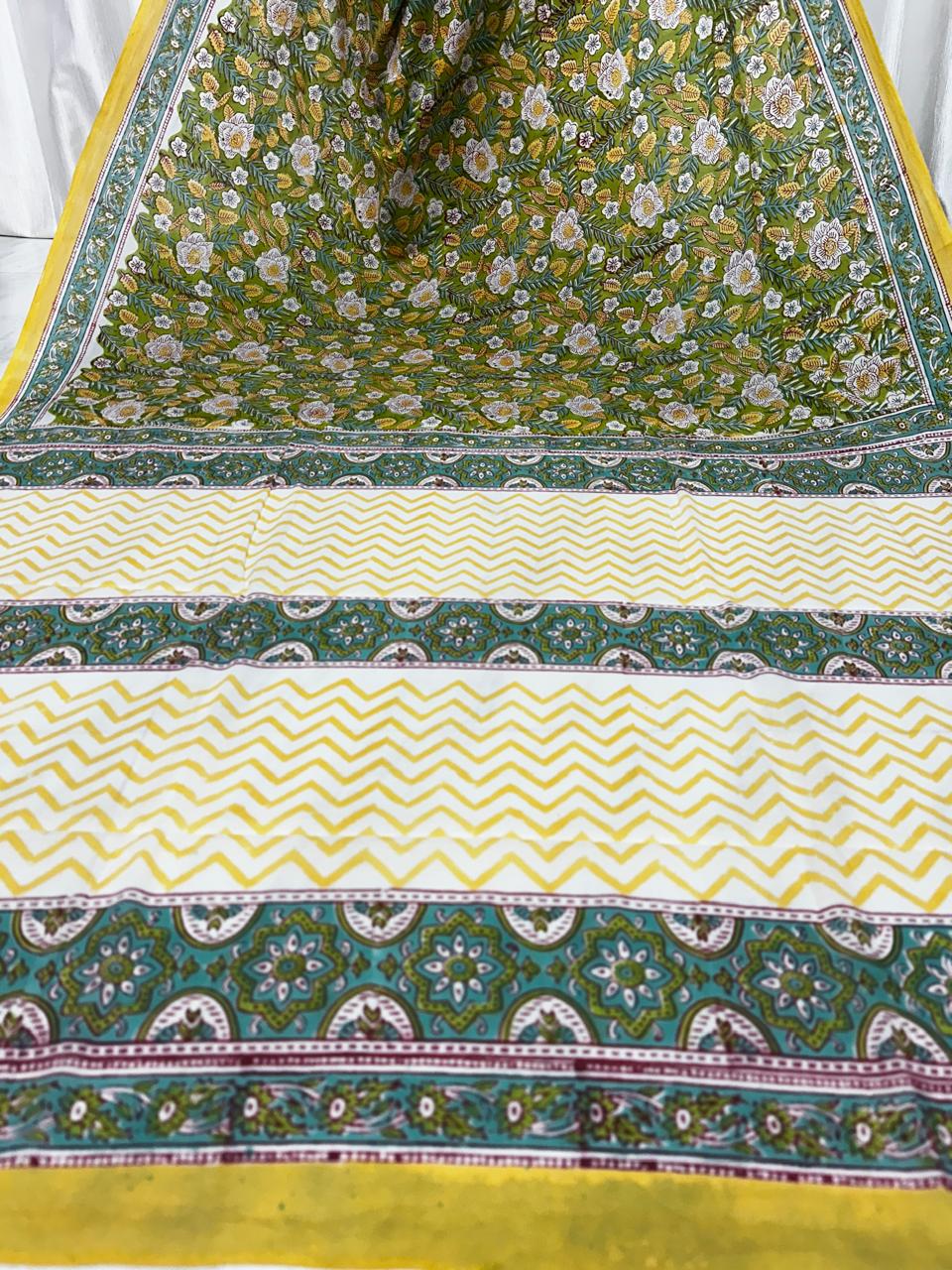 Bagru Cotton Hand Block Printed Saree With Blouse Piece - BFSGC81